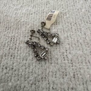 Vintage Silver Rhinestone Clip-On Earrings